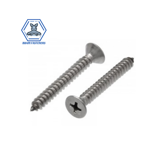 12G x 25mm Countersunk Phillips Self Tapping Screw 316 Stainless Steel
