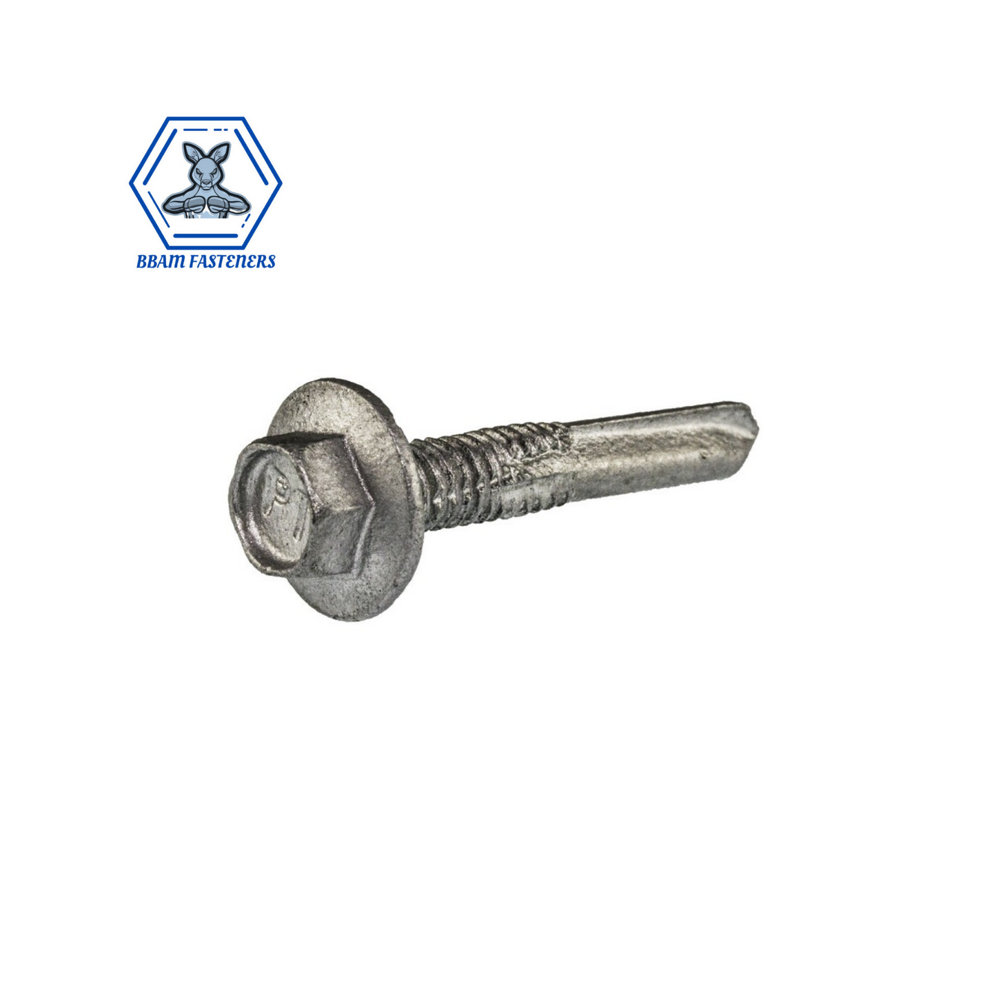 12g x 85mm Hex Head Washer Series 500 Extended Point Face Metal Self Drilling Screws Galvanised