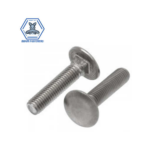 M8 x 25mm Cup Head Bolt Coach Carriage Marine Grade 316 Stainless Steel