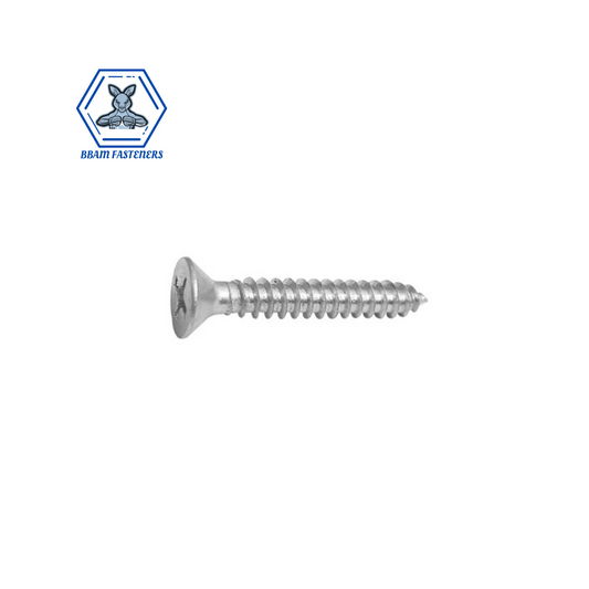 6G x 12mm Self Tapping Screw Countersunk Zinc Plated