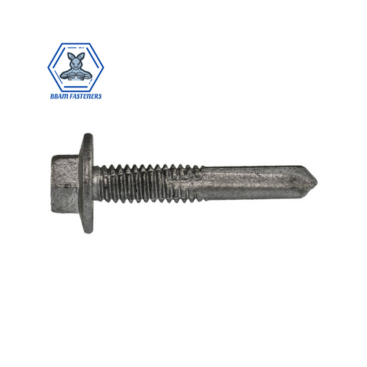12g x 85mm Hex Head Washer Series 500 Extended Point Face Metal Self Drilling Screws Galvanised