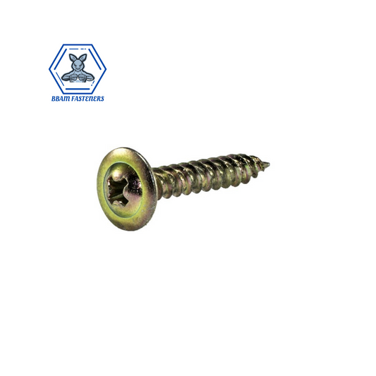8G x 12mm Button Head Needle Point Screw Zinc Plated